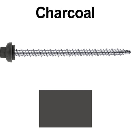 10 X 3" Zinc Aluminum Cap MINI-DRILLER Roofing Screws HI-LO THREAD Zinc Plated Carbon Steel Shank - EPDM Washer - Colored head