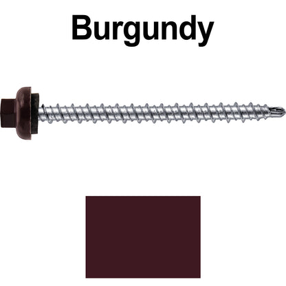 10 X 2-1/2" Zinc Aluminum Cap MINI-DRILLER Roofing Screws HI-LO THREAD Zinc Plated Carbon Steel Shank - EPDM Washer - Colored head
