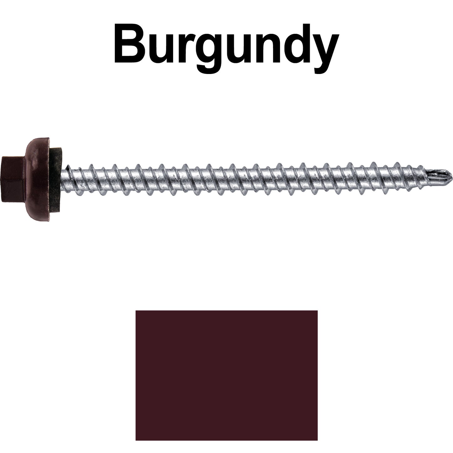 10 X 2-1/2" Zinc Aluminum Cap MINI-DRILLER Roofing Screws HI-LO THREAD Zinc Plated Carbon Steel Shank - EPDM Washer - Colored head