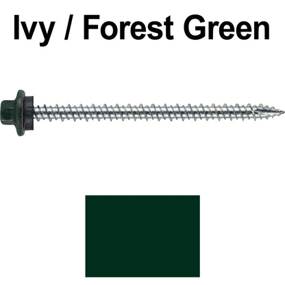 10 x 3” - STAINLESS HEX / ZINC Sheet Metal Roof Screw. Self starting metal to wood siding screws. EPDM washer. Colored head.
