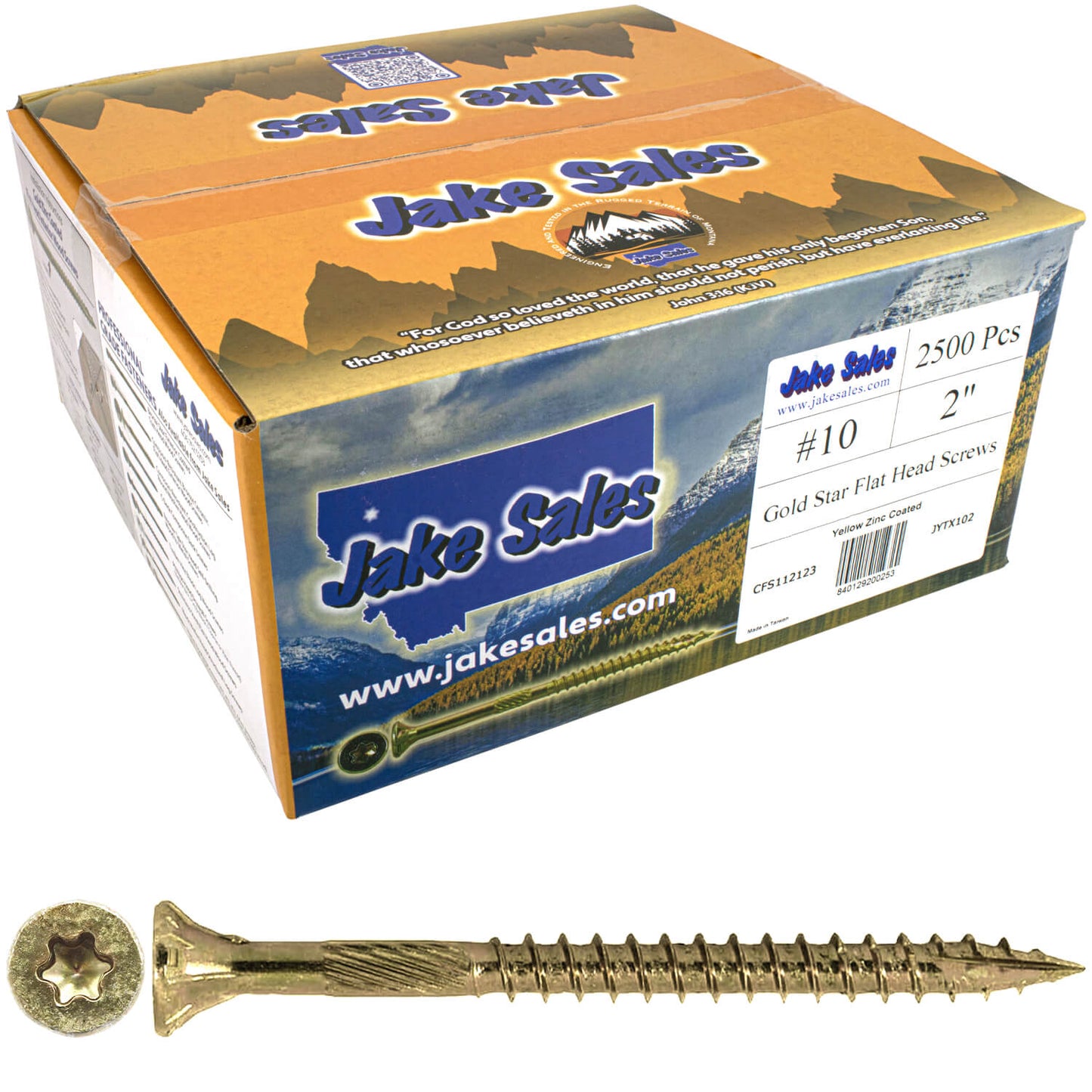 #10 Gold Star/Torx Drive Zinc Coated T-25 Flat Head Wood Screws