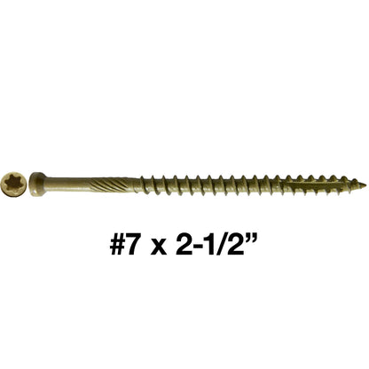 #7 Bronze Coated Multipurpose Wood Screw Torx/Star Tiny Finish Head - Exterior Coated - ACQ Compatible Wood Screws