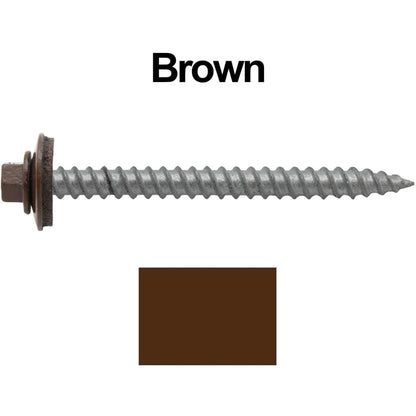 #12 x 2-1/2" RE-GRIP METAL ROOFING SCREWS - Hex Washer Head - Self starting/self tapping - EPDM washer. Colored head.