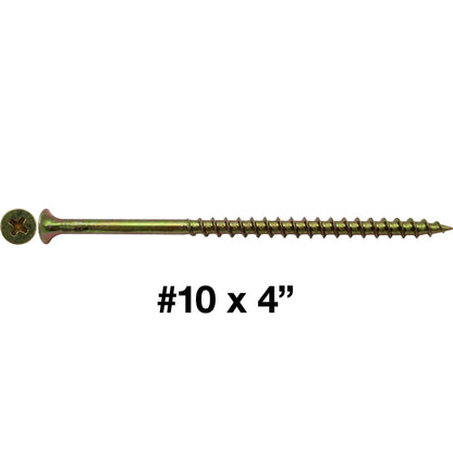 #10 x 4" YELLOW ZINC COARSE THREAD Drywall, Gypsum board, Sheet rock, Plasterboard Screws.(OVERSTOCK)