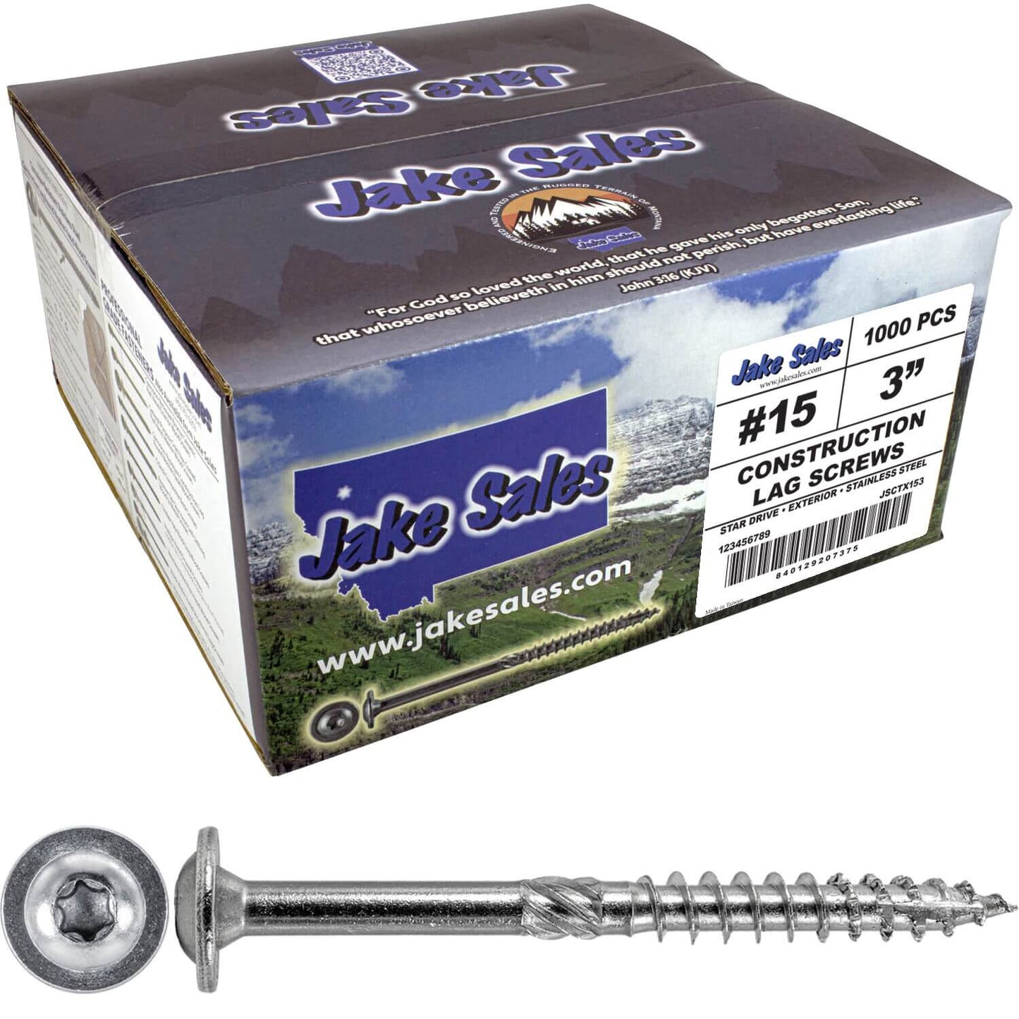 #15 Stainless Steel Construction Lag Screw  T-30 Torx/Star Drive Heavy Duty Lag Screw - Modified Truss Washer Head