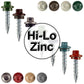 10 x 1" - STAINLESS HEX / ZINC Sheet Metal Roof Screw. Self starting metal to wood siding screws. EPDM washer. Colored head.
