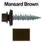 #10 x 1" Metal ROOFING SCREWS - Hex Washer Head - Self starting/self tapping - EPDM washer. Colored head.