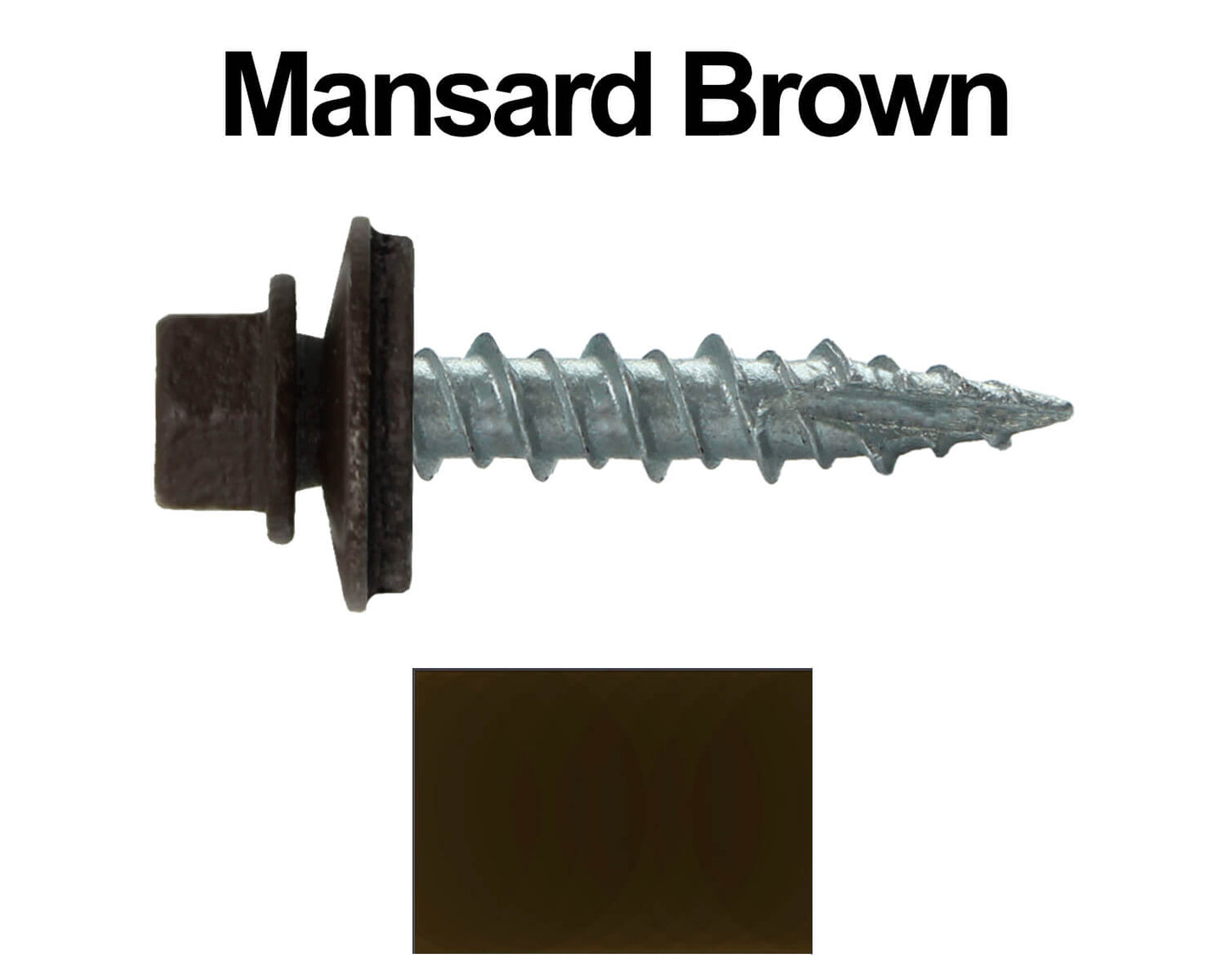 #10 x 1" Metal ROOFING SCREWS - Hex Washer Head - Self starting/self tapping - EPDM washer. Colored head.