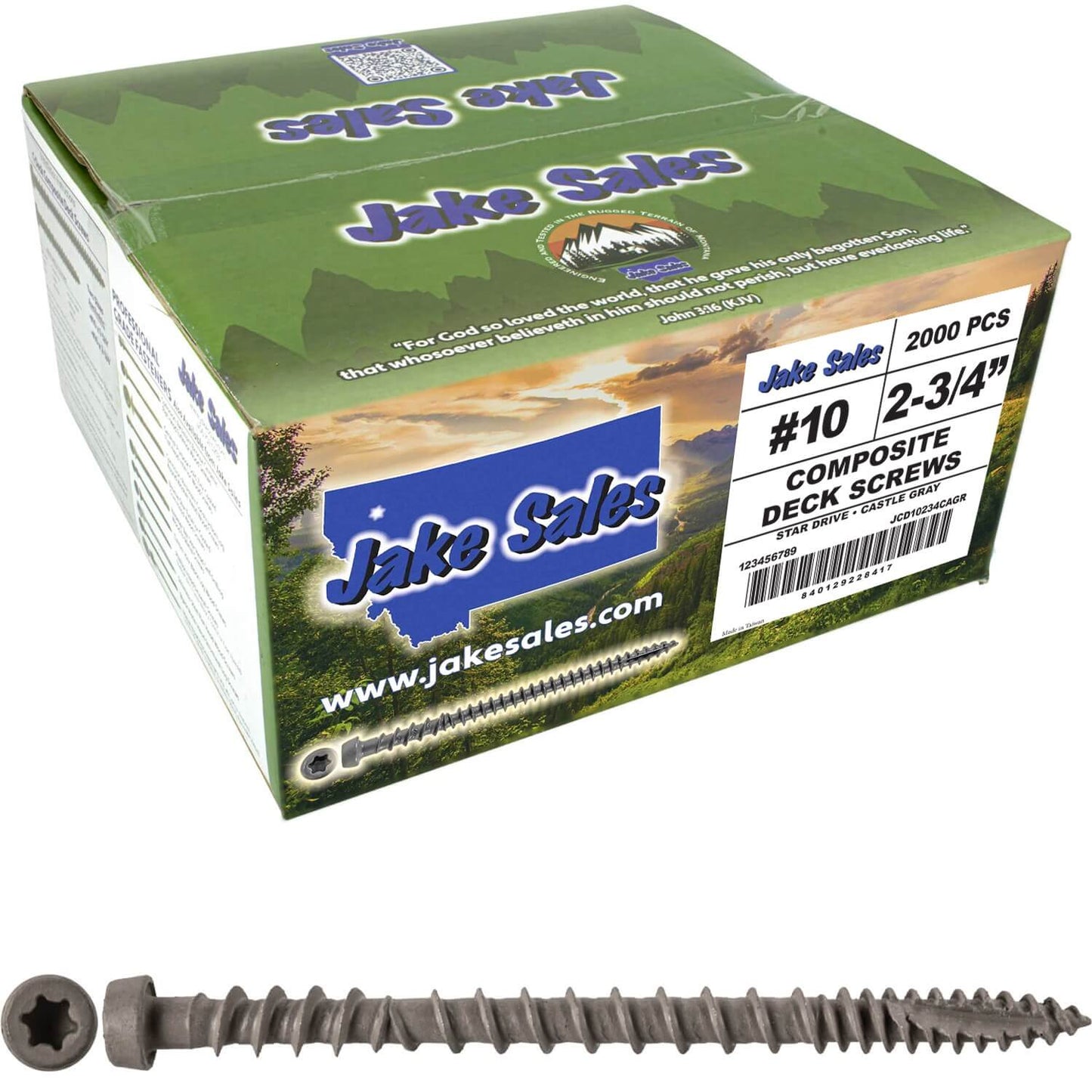 #10 x 2-3/4" Colored Composite Decking Wood Screws with Torx/Star Drive Head (T20 Bit), Exterior Coated, Compatible with Pressure Treated and ACQ Lumber