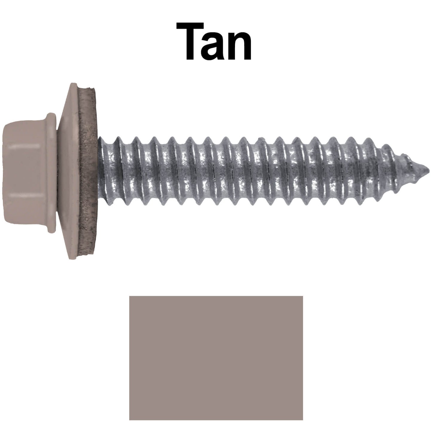 17 x 1-1/2 Metal Roofing Screws - Metal Panel to Metal Purlins and Recovery Screws - Hex Washer Head - EPDM washer.