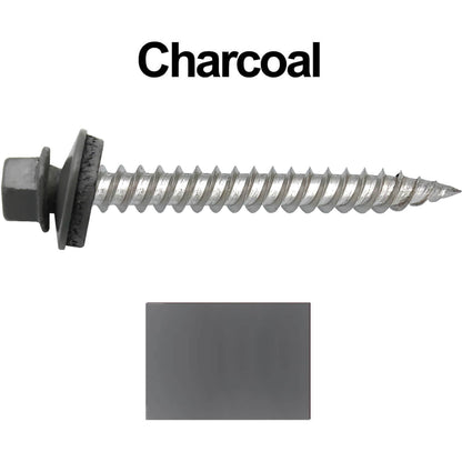 12 x 2"  Stainless Steel Metal Roofing Screw - Hex ReGrip Washer Head - Self starting/self tapping - EPDM washer. Colored head.