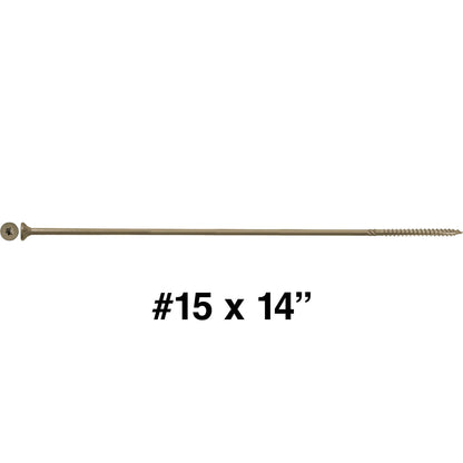 #15 x 10" Exterior Coated Wood Screws - Extra Long Bronze Wood Screw with Torx/Star Drive Head - Multipurpose Torx/Star Drive Wood Screws