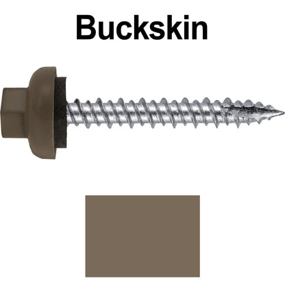 10 X 1-1/2" HI-LO Zinc Aluminum Cap Metal Roofing Screws - Hex Washer Head - Self starting/self tapping - EPDM washer. Colored head.