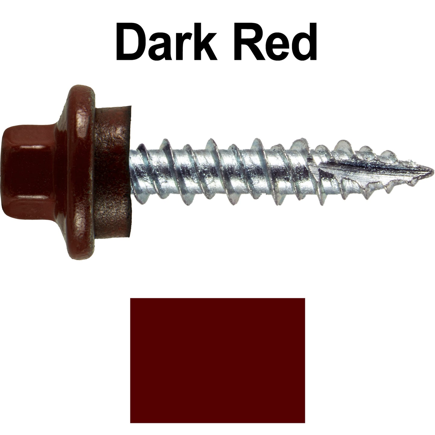 10 x 1" - STAINLESS HEX / ZINC Sheet Metal Roof Screw. Self starting metal to wood siding screws. EPDM washer. Colored head.