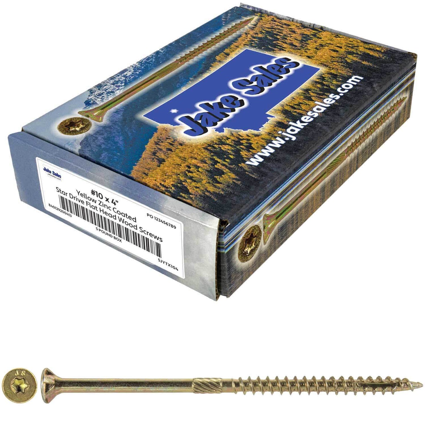 #10 Gold Star/Torx Drive Zinc Coated T-25 Flat Head Wood Screws