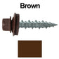 #10 x 1" Metal ROOFING SCREWS - Hex Washer Head - Self starting/self tapping - EPDM washer. Colored head.