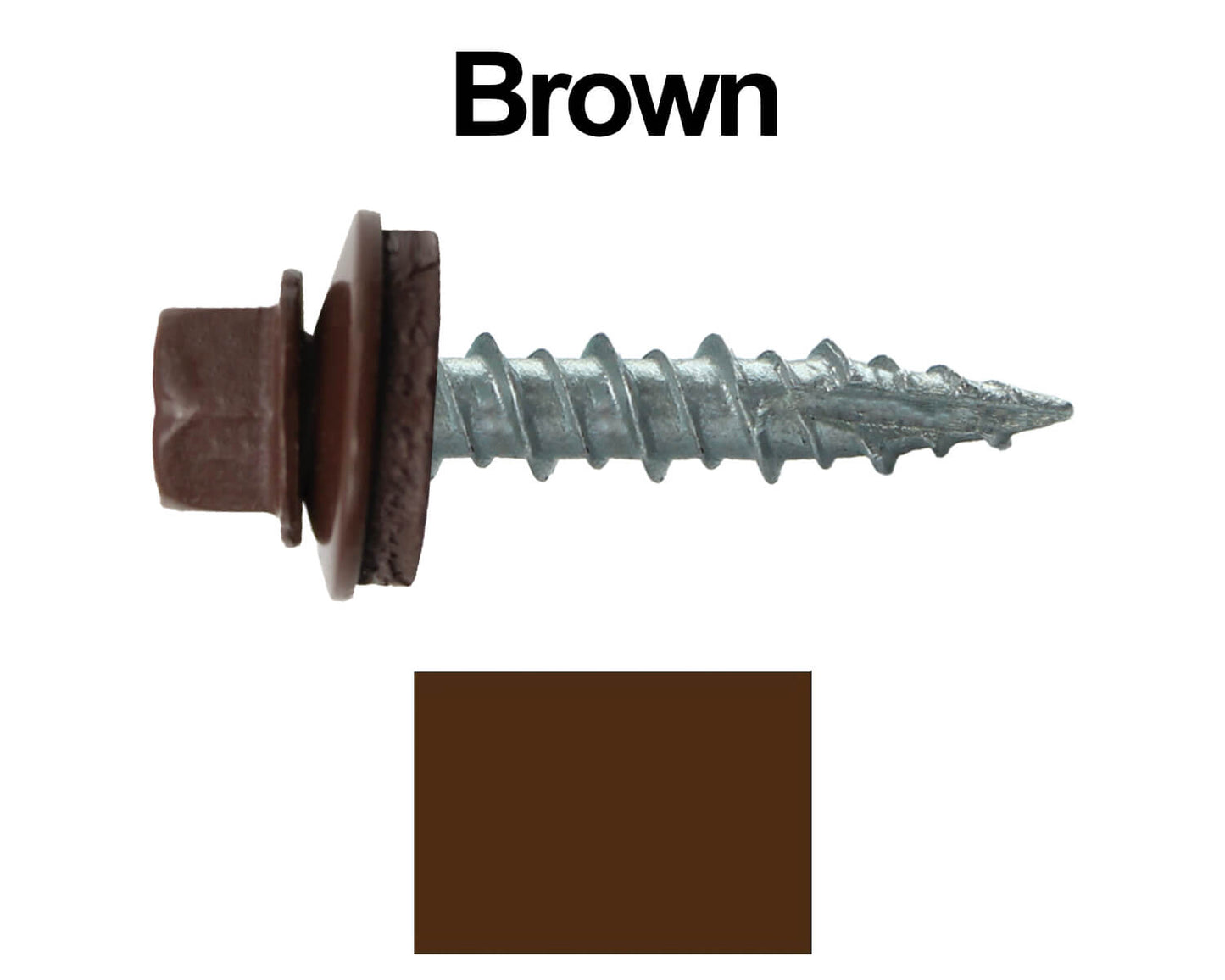 #10 x 1" Metal ROOFING SCREWS - Hex Washer Head - Self starting/self tapping - EPDM washer. Colored head.