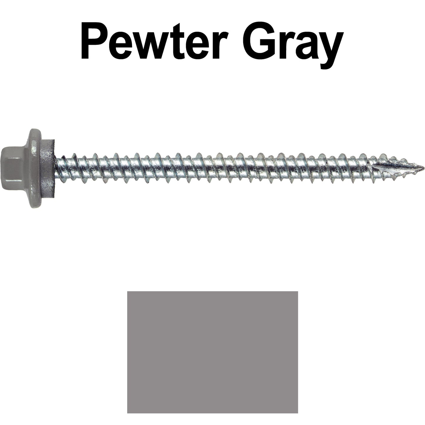 10 x 2-1/2” - STAINLESS HEX / ZINC Sheet Metal Roof Screw. Self starting metal to wood siding screws. EPDM washer. Colored head.