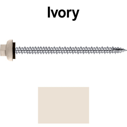 10 X 3“ HI-LO Zinc Aluminum Cap Metal Roofing Screws - Hex Washer Head - Self starting/self tapping - EPDM washer. Colored head.