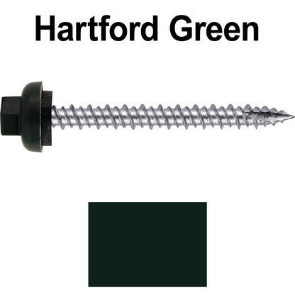 10 X 2“ HI-LO Zinc Aluminum Cap Metal Roofing Screws - Hex Washer Head - Self starting/self tapping - EPDM washer. Colored head.