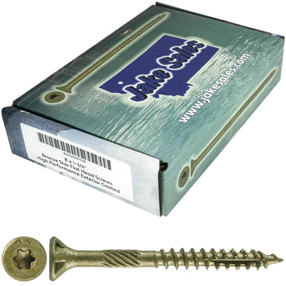 #8 x 3/4" - 2" Bronze Exterior Coated Wood Screw Torx/Star Drive Head - Multipurpose Exterior Coated Torx/Star Drive Wood Screws