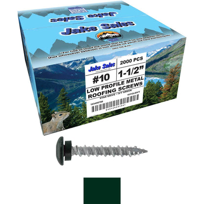 10 x 1-1/2” LOW PROFILE Star Head Roofing Screws - HI-LO Thread - Metal To Wood - T25 Torx Drive Head - EPDM washer
