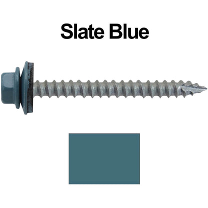 #14  x 2-1/2" Metal ROOFING SCREWS - Hex Washer Head - Self starting/self tapping - EPDM washer. Colored head.