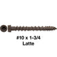 #10 x 1-3/4" Colored Composite Decking Wood Screws with Torx/Star Drive Head (T20 Bit), Exterior Coated, Compatible with Pressure Treated and ACQ Lumber