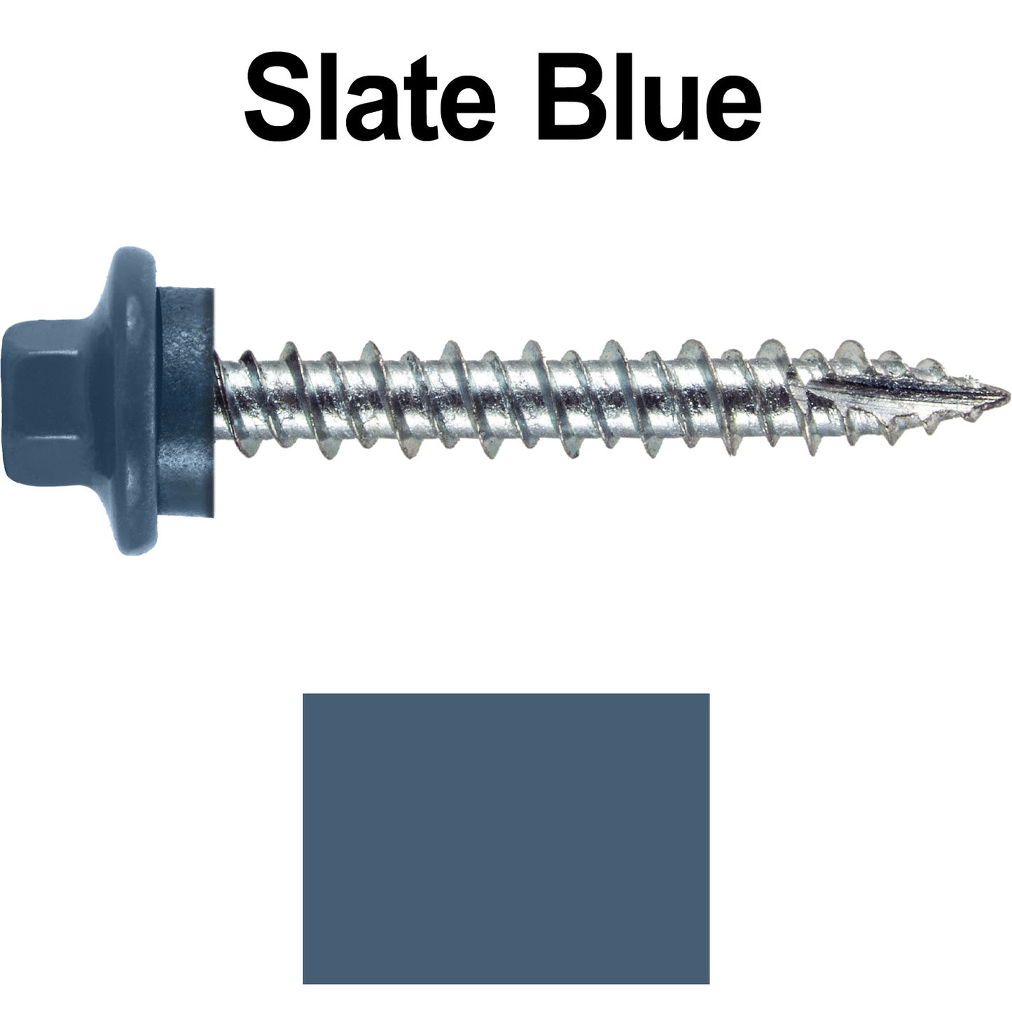 10 x 1-1/2" - STAINLESS HEX / ZINC Sheet Metal Roof Screw. Self starting metal to wood siding screws. EPDM washer. Colored head.