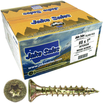 #8 Gold Star/Torx Drive Zinc Coated T-20 Flat Head Wood Screws