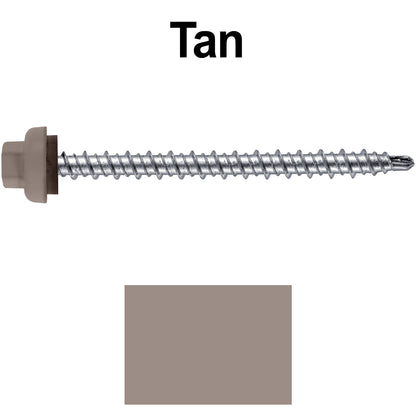 10 X 2-1/2" Zinc Aluminum Cap MINI-DRILLER Roofing Screws HI-LO THREAD Zinc Plated Carbon Steel Shank - EPDM Washer - Colored head
