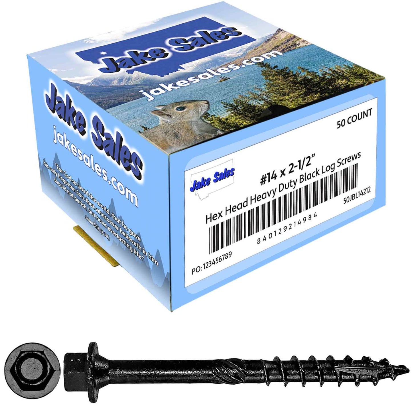 #14 Heavy-Duty Black Timber, Log & Structural Wood Screws - Exterior Coated - Use for Fastening Ledger Boards, Large Timbers, Logs and more.