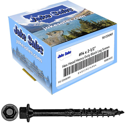 #14 Heavy-Duty Black Timber, Log & Structural Wood Screws - Exterior Coated - Use for Fastening Ledger Boards, Large Timbers, Logs and more.