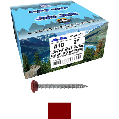 10 x 2" LOW PROFILE Star Head Roofing Screws - HI-LO Thread - Metal To Wood - T25 Torx Drive Head - EPDM washer.
