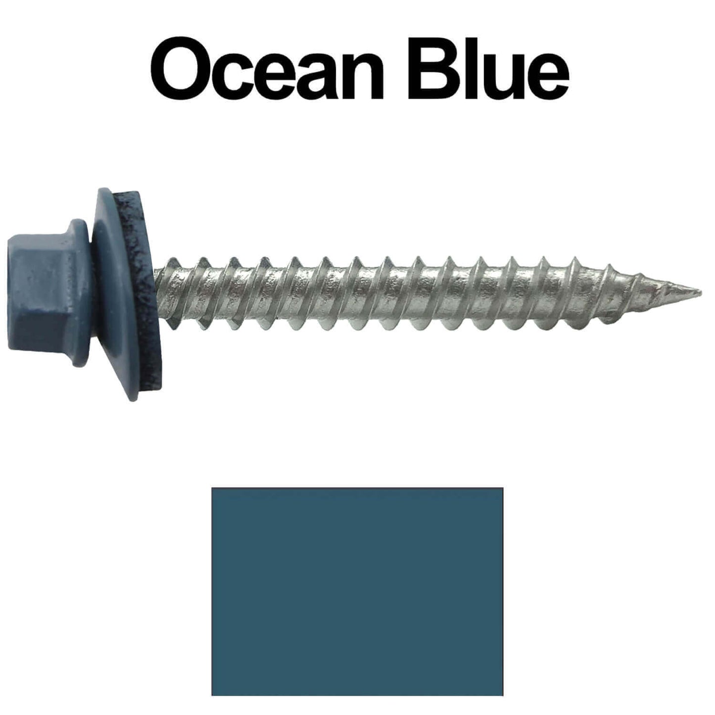 #9 x 1-1/2" Stainless Steel Metal Roofing Screws - Hex Washer Head - Self-Piercing (SP) tip metal to wood siding screws. EPDM washer. Colored head.