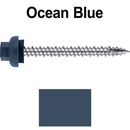 10 X 2“ HI-LO Zinc Aluminum Cap Metal Roofing Screws - Hex Washer Head - Self starting/self tapping - EPDM washer. Colored head.
