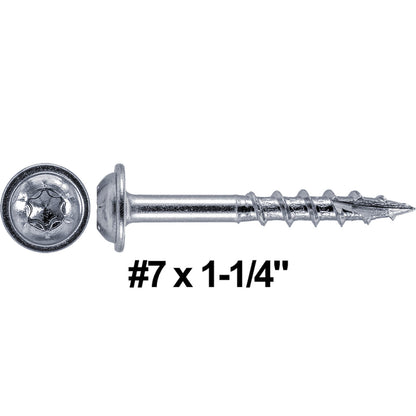 #7 Coarse Thread Pocket Hole Torx/Star Head Screws - Torx/Star Drive Pocket Hole Screws for Cabinetry & Furniture. - T-20 Torx Screw Head