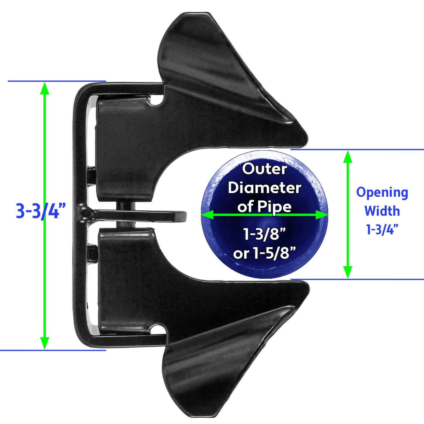 Black Butterfly Latch in Two Styles. Gate Frame (1-3/8" x 2-3/8") and 1-3/8" Wall Mount