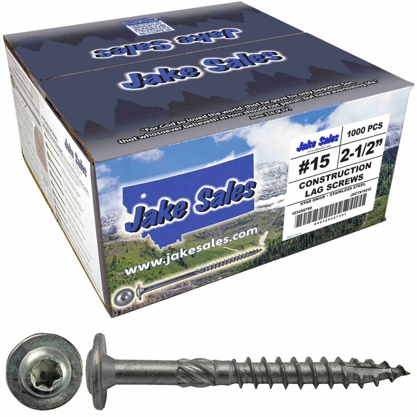 #15 Stainless Steel Construction Lag Screw  T-30 Torx/Star Drive Heavy Duty Lag Screw - Modified Truss Washer Head