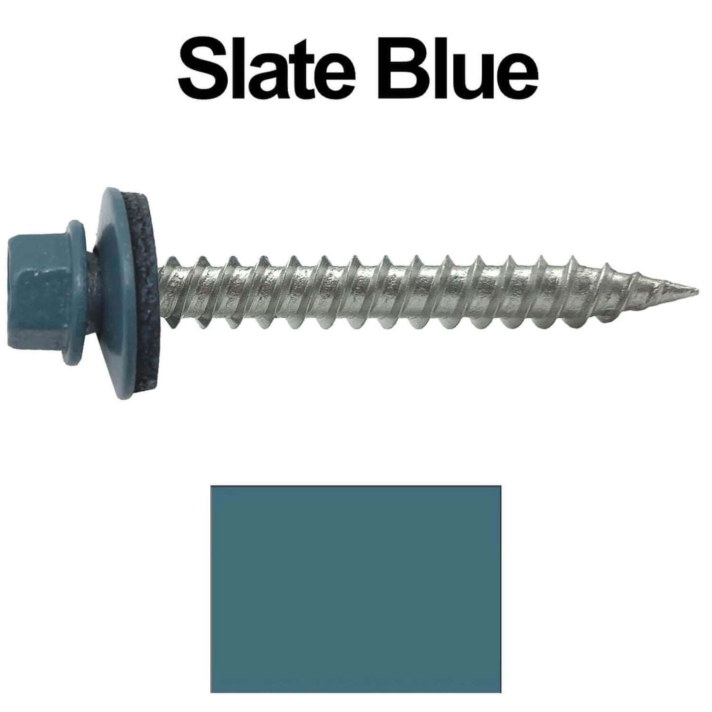 #9 x 1-1/2" Stainless Steel Metal Roofing Screws - Hex Washer Head - Self-Piercing (SP) tip metal to wood siding screws. EPDM washer. Colored head.