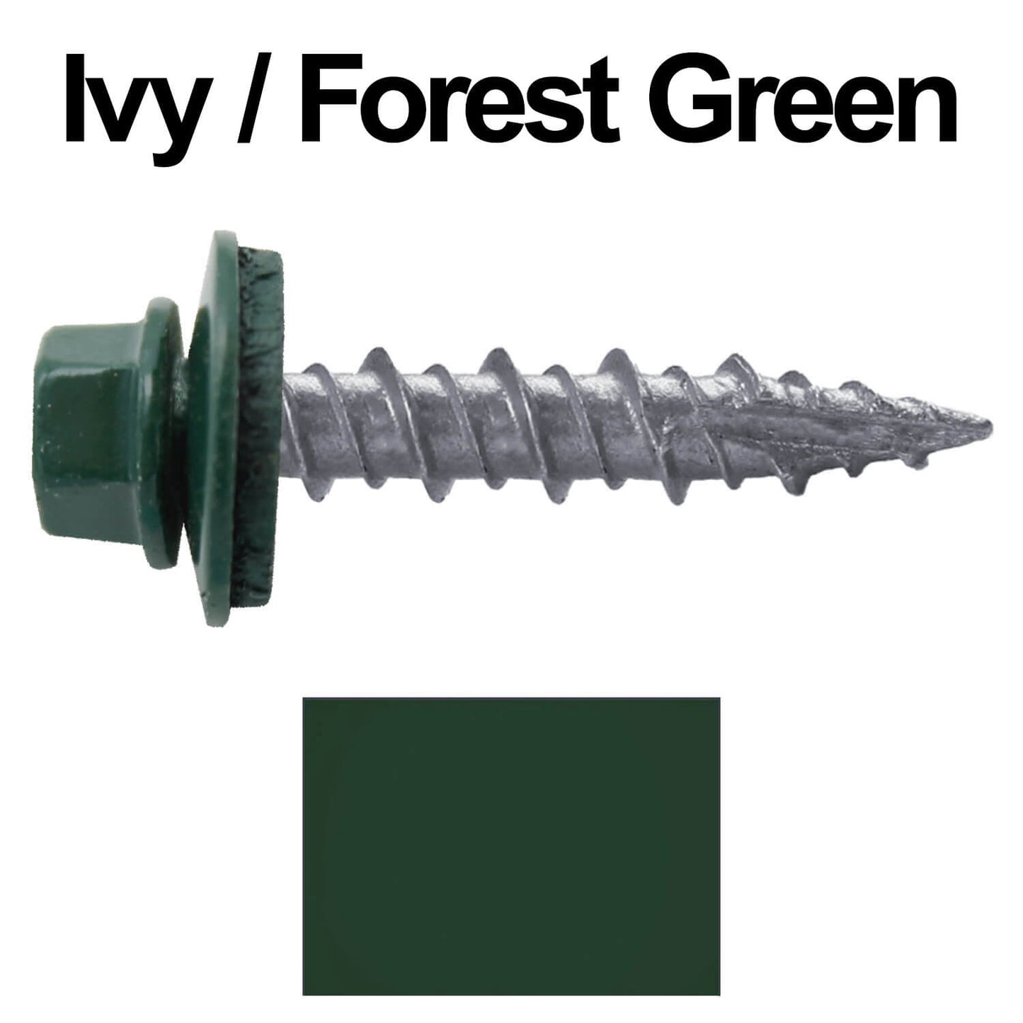 #10 x 1" Metal ROOFING SCREWS - Hex Washer Head - Self starting/self tapping - EPDM washer. Colored head.