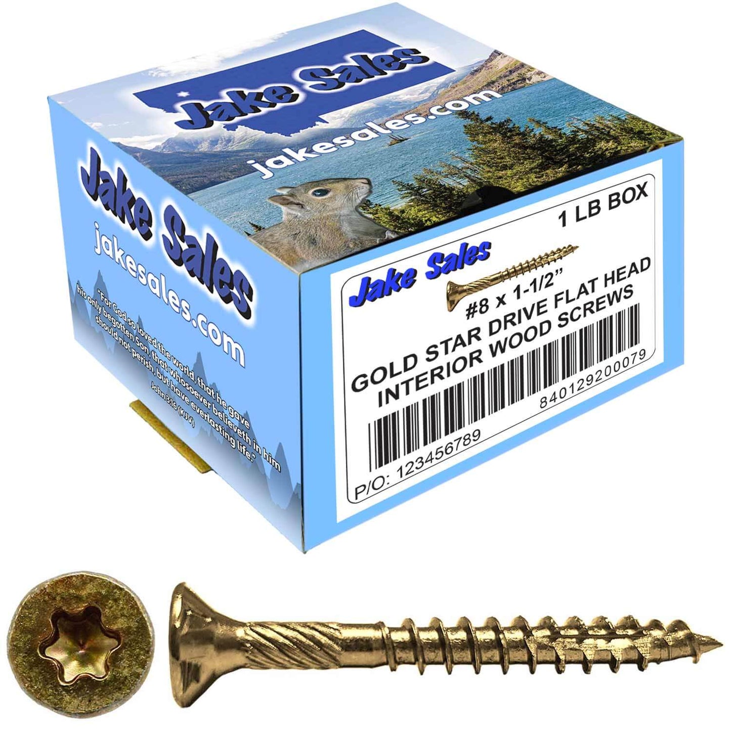 #8 Gold Star/Torx Drive Zinc Coated T-20 Flat Head Wood Screws