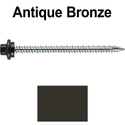 10 x 3” - STAINLESS HEX / ZINC Sheet Metal Roof Screw. Self starting metal to wood siding screws. EPDM washer. Colored head.