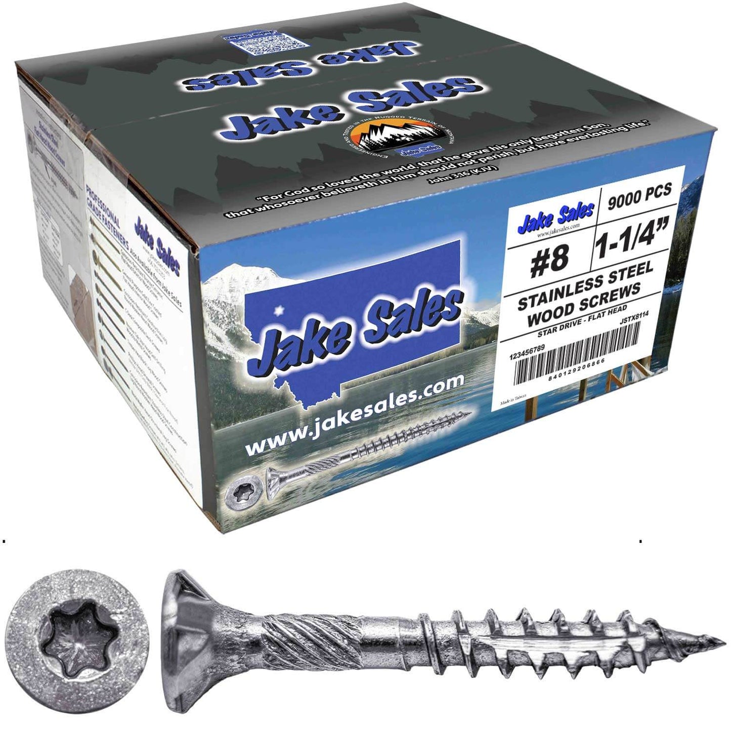 #8 Torx/Star Drive Head - 300 Grade Stainless Steel Torx/Star Drive Wood Screws - Silver Star Stainless Steel Wood Screw