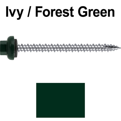 10 X 2-1/2" HI-LO Zinc Aluminum Cap Metal Roofing Screws - Hex Washer Head - Self starting/self tapping - EPDM washer. Colored head.