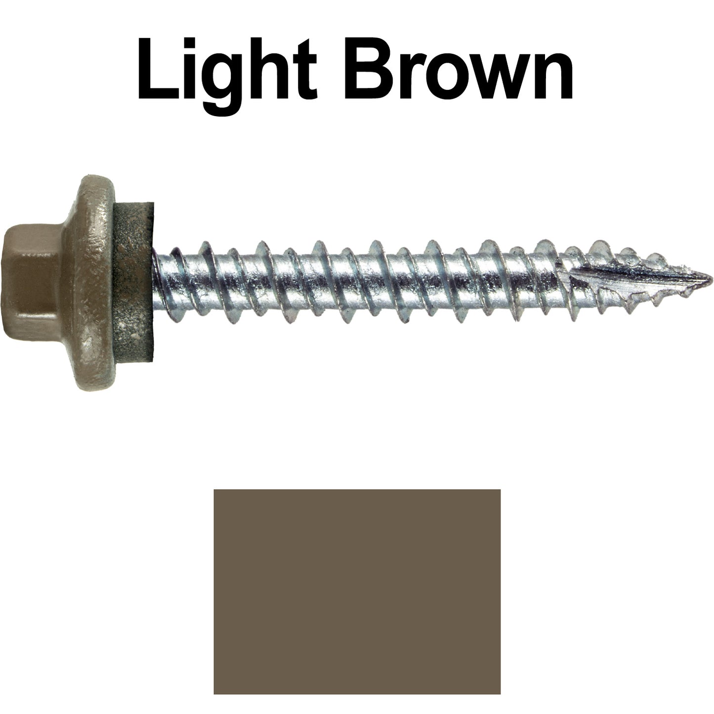 10 x 1-1/2" - STAINLESS HEX / ZINC Sheet Metal Roof Screw. Self starting metal to wood siding screws. EPDM washer. Colored head.