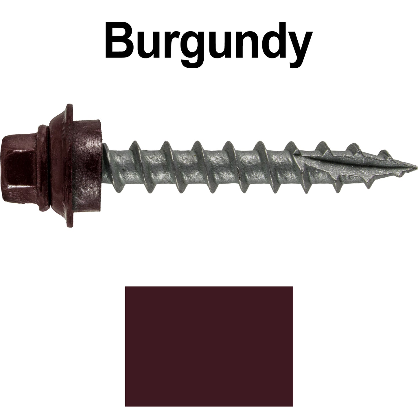 12 X 1-1/2" Metal Roofing Screws For OSB and Plywood - Galvanized Metal to Wood Type 17 Tip - 1/4" Hex Head - Assembled EPDM Washer