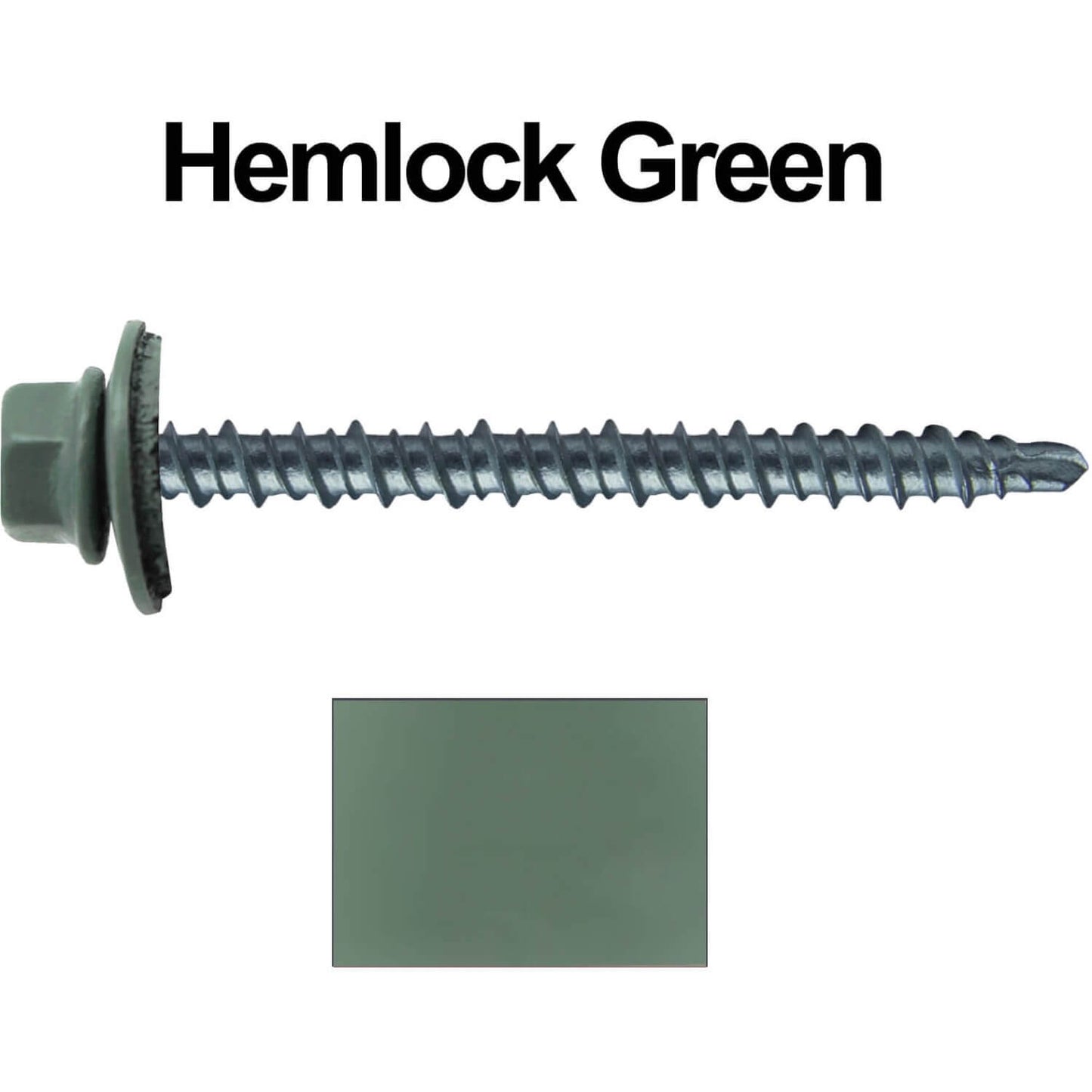 #10 x 2-1/2" Mini Driller Sheet Metal Roofing Screw - Hex Washer Head -  Self starting metal to wood siding screws. EPDM washer. Colored head.