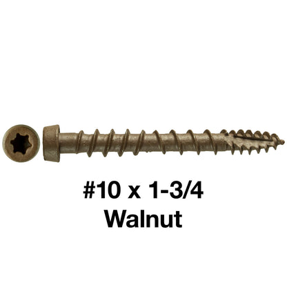 10 x 1-3/4"  Composite Decking Screws. Exterior Coated, Pressure Treated and ACQ Lumber Compatible. Use T20 Torx/Star Dive Bit