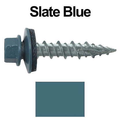 #10 x 1" Metal ROOFING SCREWS - Hex Washer Head - Self starting/self tapping - EPDM washer. Colored head.